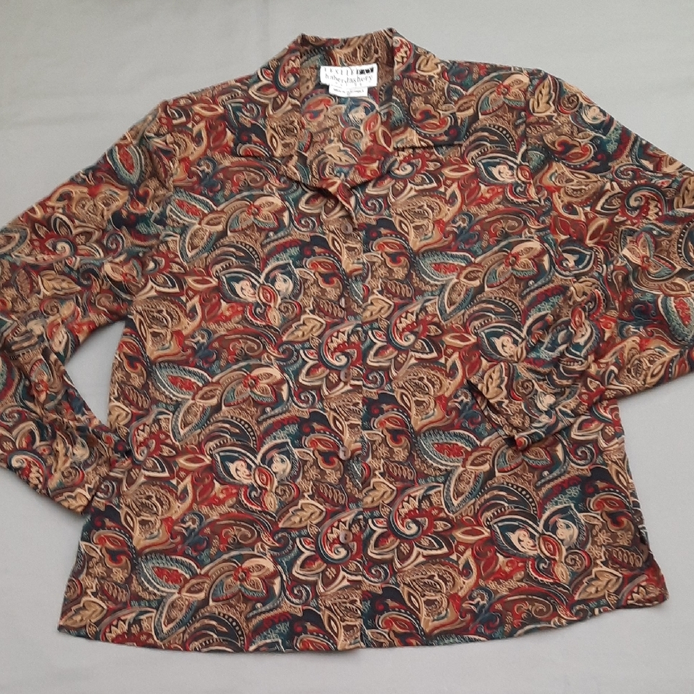 Vintage Leslie Fay Paisley Blouse - Size 8P